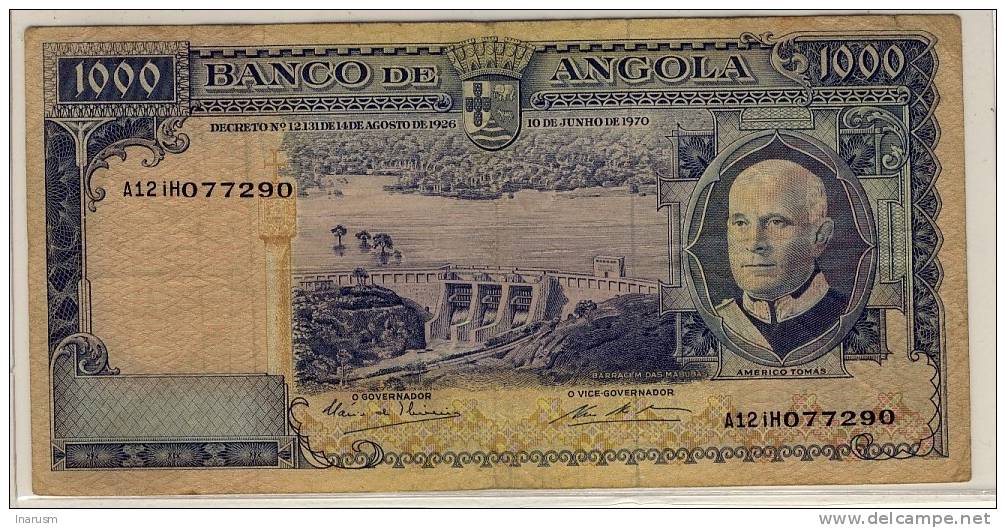 ANGOLA  -  1000  ESCUDOS  1970  -  P.98 - Angola