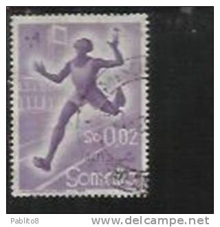 SOMALIA AFIS 1958 SPORT SPORTS CENT. 2c CENTESIMI USATO USED OBLITERE' - Somalia (AFIS)