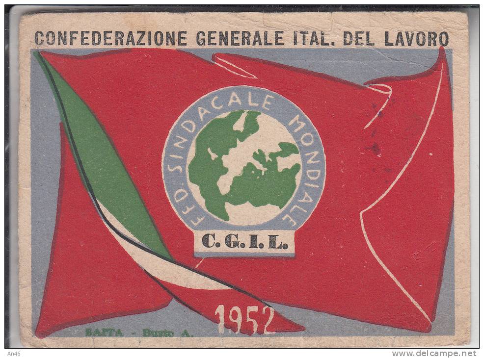 TESSERA DEL 1952 C.G.I.LFORMATO 10 X 7,50 BIFACCIALE - Collezioni