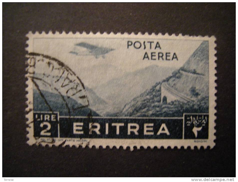 ERITREA - 1936, SOGG.AFRICANI, POSTA AEREA, Sass. N. 23,  Lire 2. Usato Garantito - Eritrea