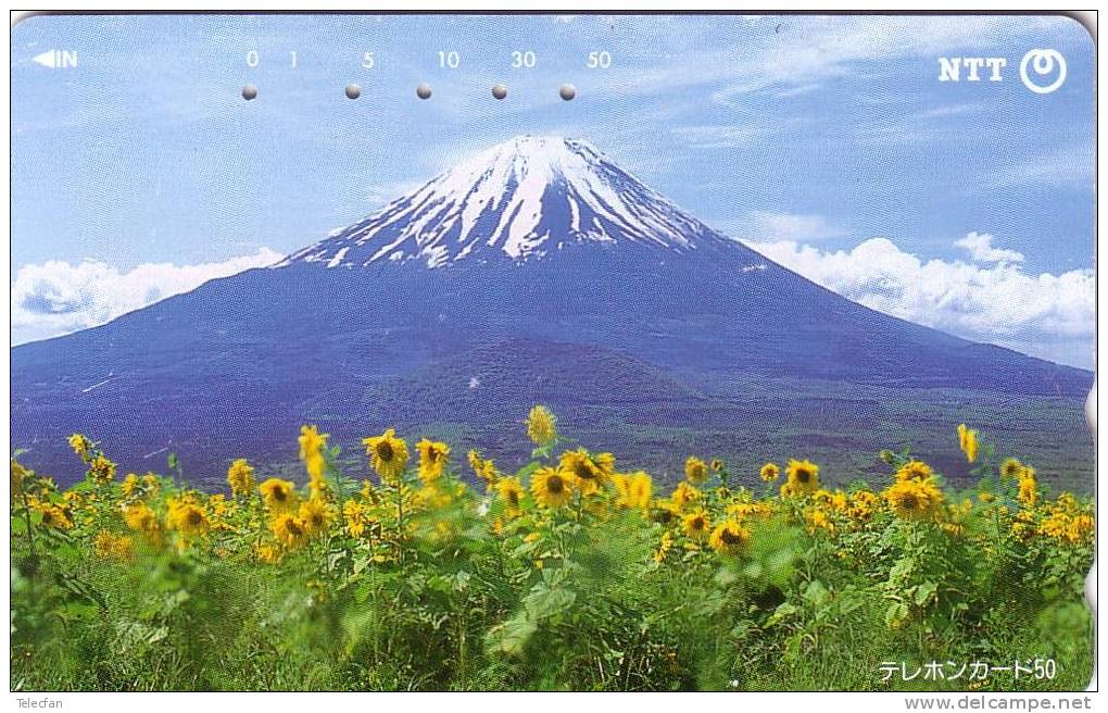 JAPON JAPAN FUJIYAMA VOLCAN VOLCANO SUNFLOWERS TOURNESOLS UT - Vulcani