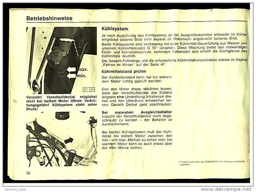 1980  VW Betriebsanleitung Golf  Mit Vergasermotor , Einspritzmotor Und Dieselmotor - Shop-Manuals