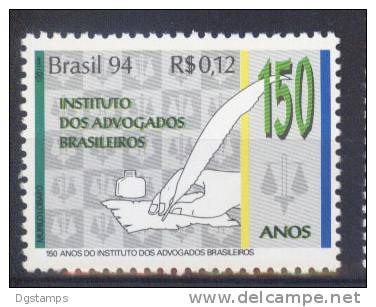 Brasil 1994 YT2191 ** 150 Años Instituto De Abogados. Papel, Tintero, Pluma Y Mano Escribiendo. - Unused Stamps