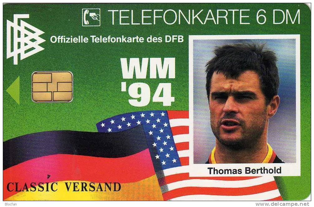 TK O 2047/94 Folder O 16€ Fußball National-Spieler Thomas Berthold BRD FIFA-WM USA Soccer Champion 1990 Telecard Germany - Sport