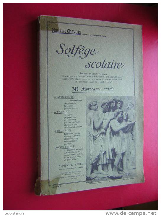 MAURICE CHEVAIS  SOLFEGE SCOLAIRE  745 MORCEAUX VARIES  VOLUME I - Musica