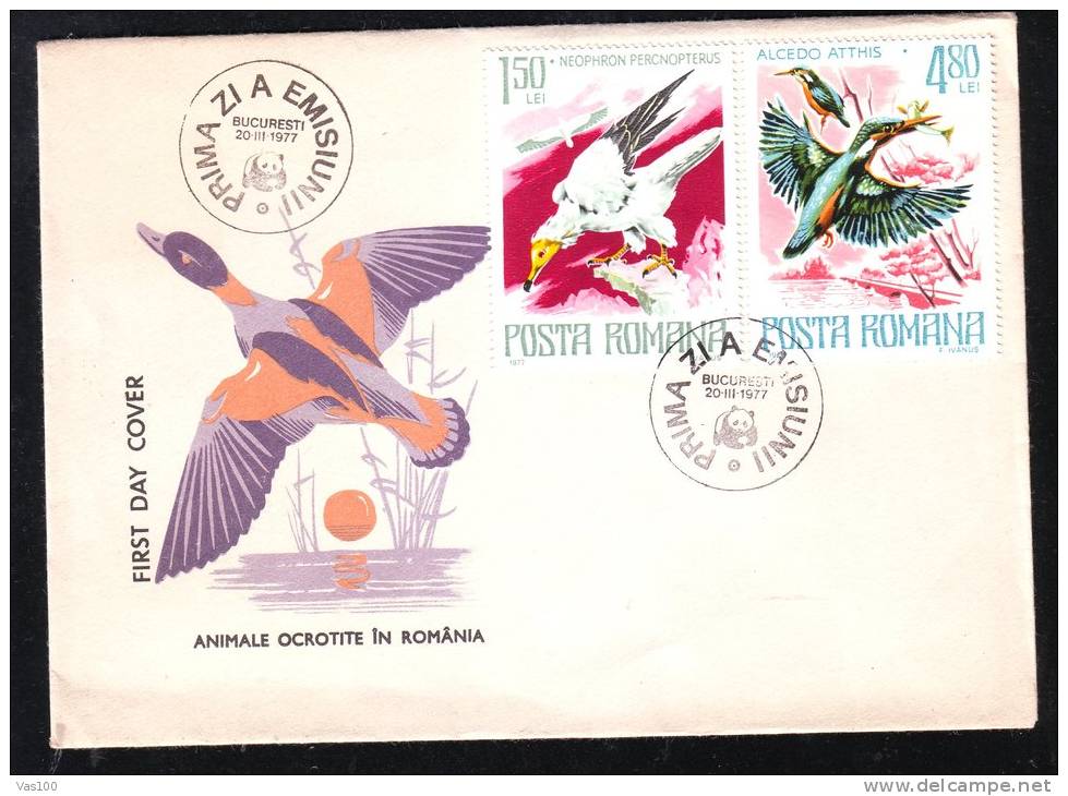 DUCKS, 1977, COVER FDC, ROMANIA - Swans