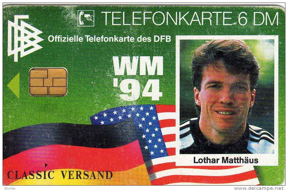 TK O 808/94 Folder O 16€ Fussball National-Spieler Lothar Matthäus BRD FIFA-WM USA Soccer Champion 90 Telecard Germany - Deportes