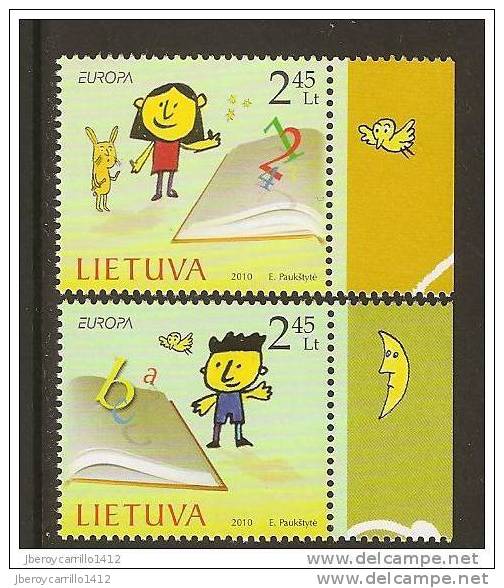 LITHUANIA  - EUROPA 2010 -TEMA ANUAL " LIBROS INFANTILES".- SERIE 2 V: -  DENTADO  (PERFORATED) - 2010