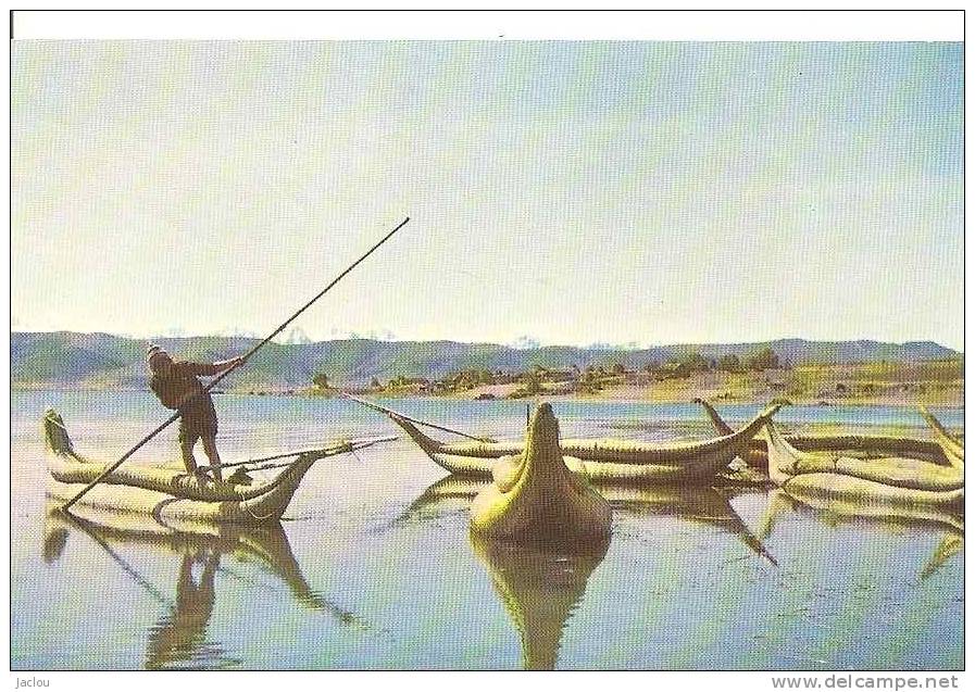 BOLIVIE LAC TITICACA ,LA PAZ ,PERSONNAGES,PIROGUE ,COLORISEE  REF 26326 - Bolivien