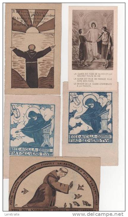 Lot De 4 Souvenirs De Promesse Déssinées à La Main, Et 1 Image De Promesse 1935 Et 1936 - Padvinderij