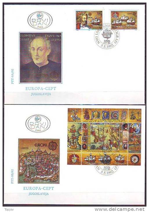 YUGOSLAVIA - JUGOSLAVIJA - FDC - CHRISTOPHER COLUMBUS - SAILING SHIPS - GRAVURE OF OLD LISBON PORT  - 1992 - Christophe Colomb