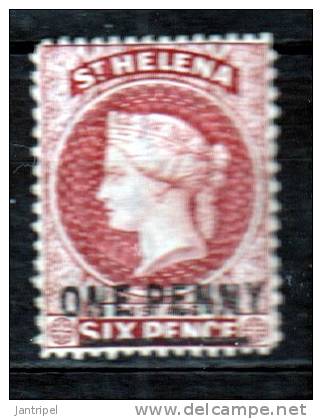 St.HELENA  1864  QV (CC)  1 D    MH  P 14X121/2     ------------- 14.5mm  NO GOM  € 80.00. - Sainte-Hélène