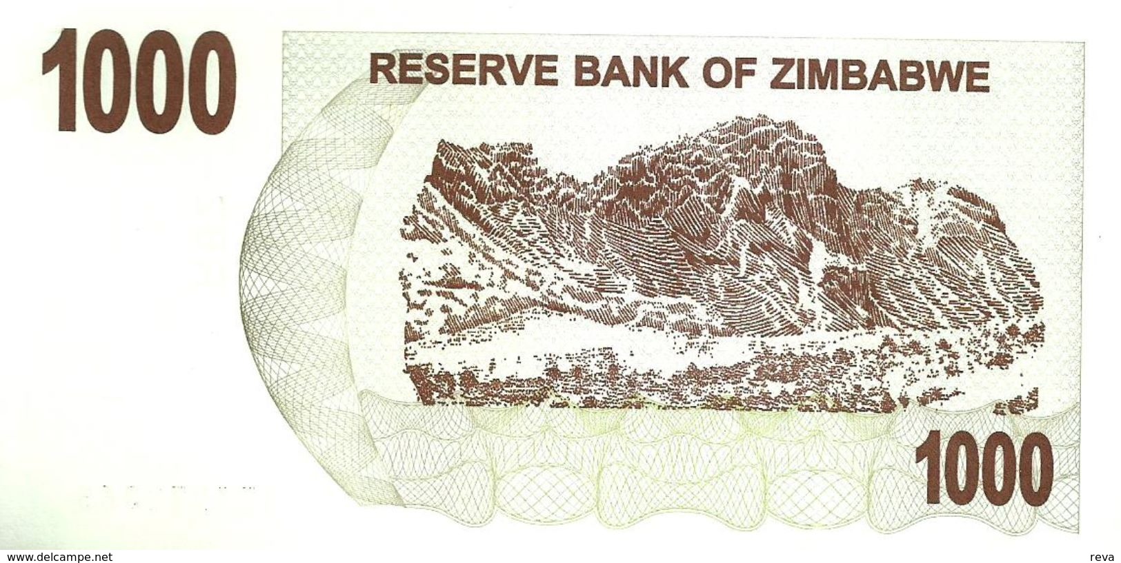 ZIMBABWE $1000 DOLLARS BROWN BEARER CHEQUE MOTIF FRONT LANDSCAPE BACK DATED 01-08-2006 UNC P.? READ DESCRIPTION - Simbabwe