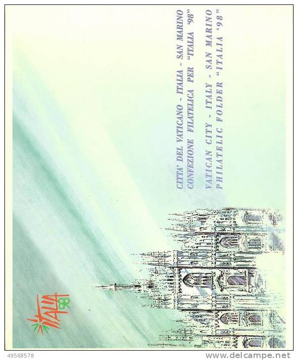 Folder Italia "98-Emissione Congiunta ITA - VAT E RSM - 3 FR.LLI NUOVI - 3 FR.LLI CON ANNULLO UFF.LE- - Presentation Packs