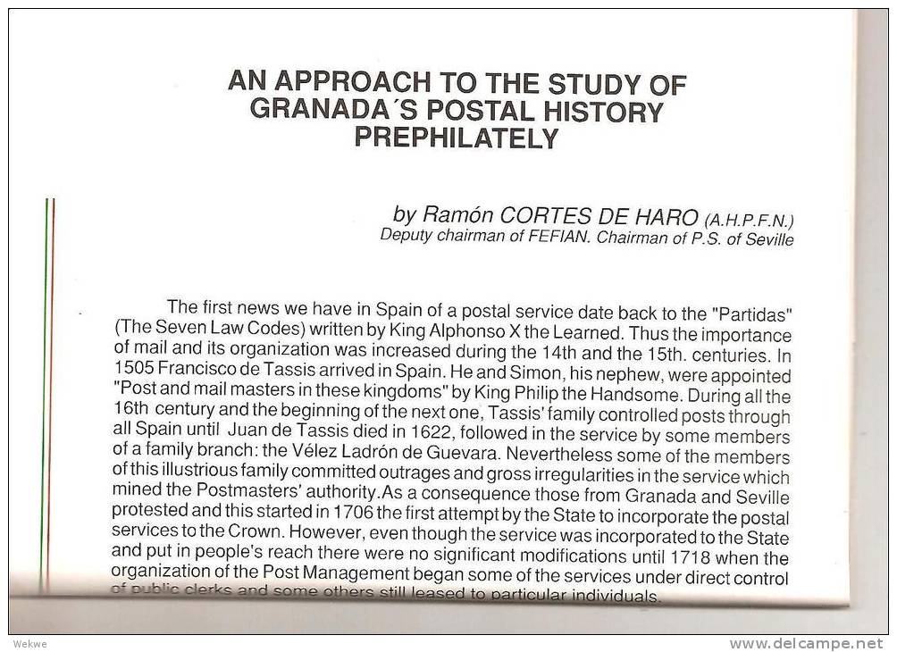 Spain/ Pre-Philatelic Marks In Use In The Province Of Granada 1779-1851 - Philatélie Et Histoire Postale