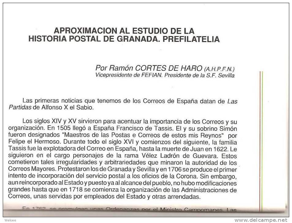 Spanien / España/ Todos Los Marcas En La Provincia De Granada 1756-1842 - Filatelie En Postgeschiedenis