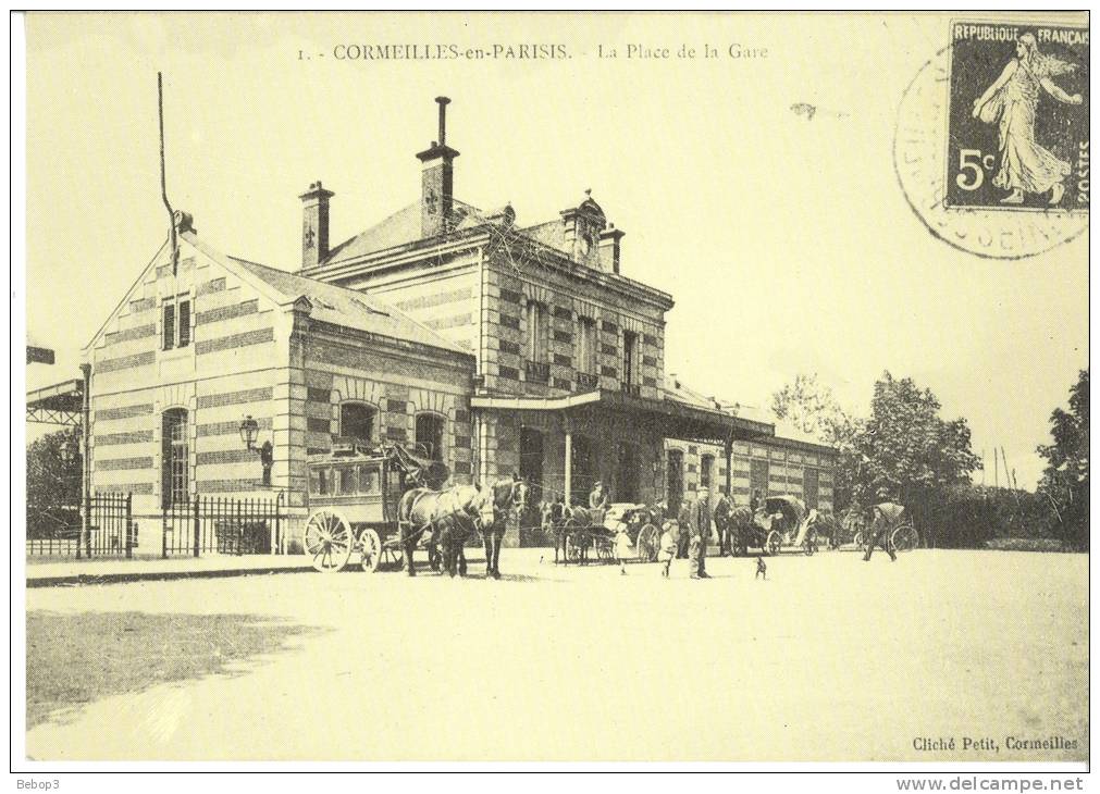 95 Cormeilles En Parisis - Place De La Gare, Reproduction éditée Pour Le Bicentanaire De Jacques Daguerre - Cormeilles En Parisis