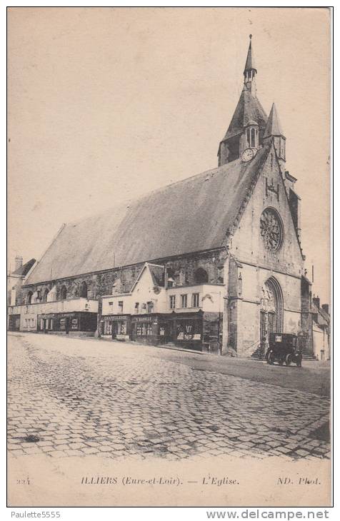 ILLIERS - L ´église  (commerces Automobile) Dép28 - Autres & Non Classés