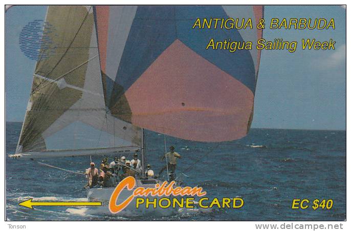 Antigua, ANT- ?, Sailing Week, Ship, Sport , No Control, White Strip, 2 Scans. - Antigua And Barbuda