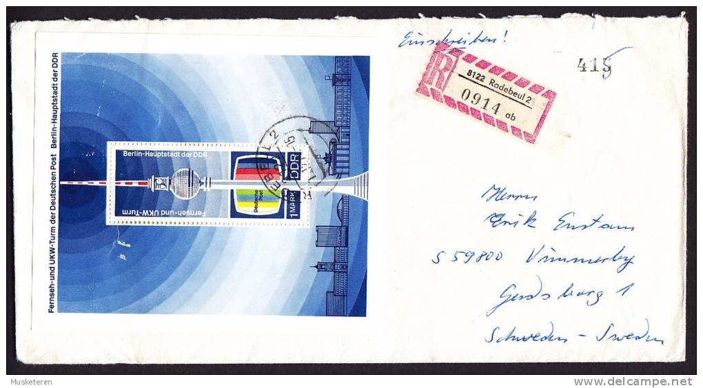 Germany DDR Registered Recommandée Einschreiben RADEBEUL Label 1971 Cover Brief To Sweden Block 30 Miniature Sheet - Covers & Documents