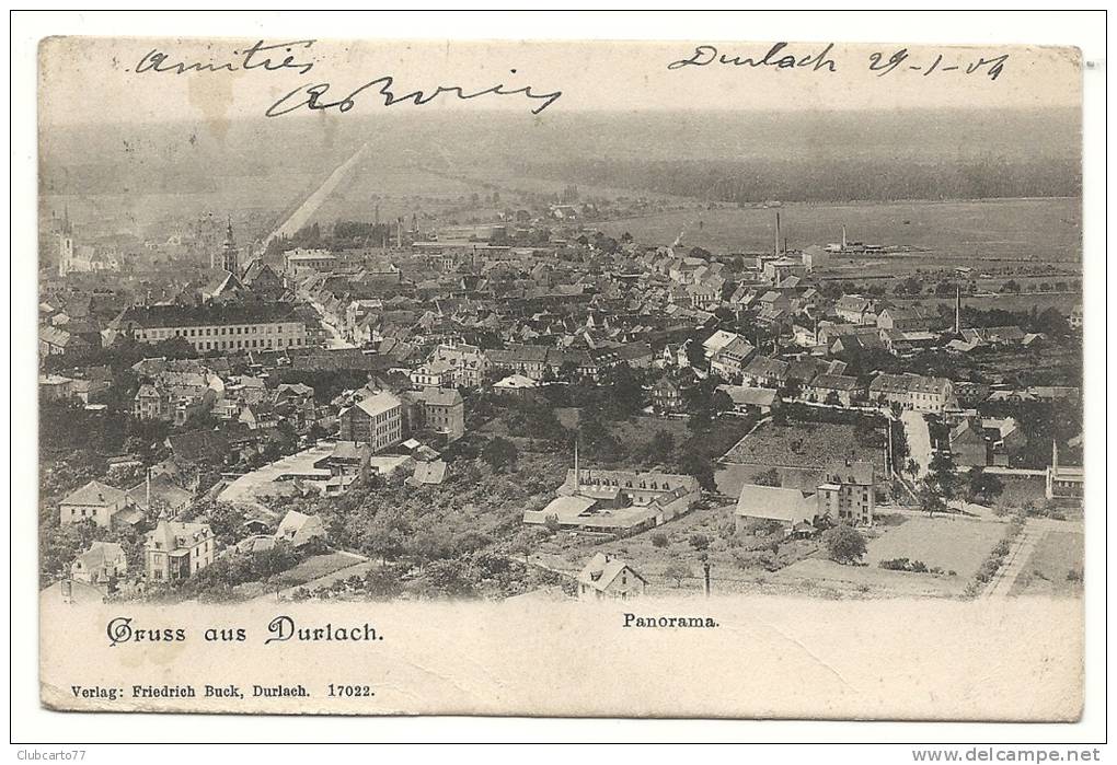 Karlsruhe (Allemagne) : Panorama Zum Durlach Im 1904 (Fabrick !) - Karlsruhe