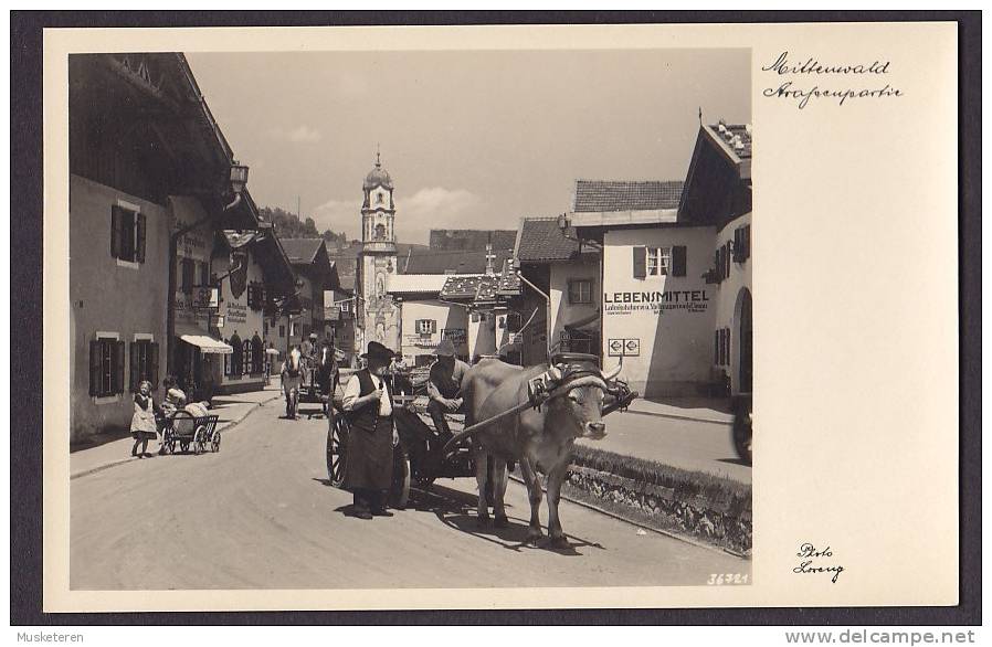 Germany PPC Mittenwald Attelage D' Oxe Attelage De Chaval Horse & Ox Carriage Echt Real Photo Véritable - Mittenwald