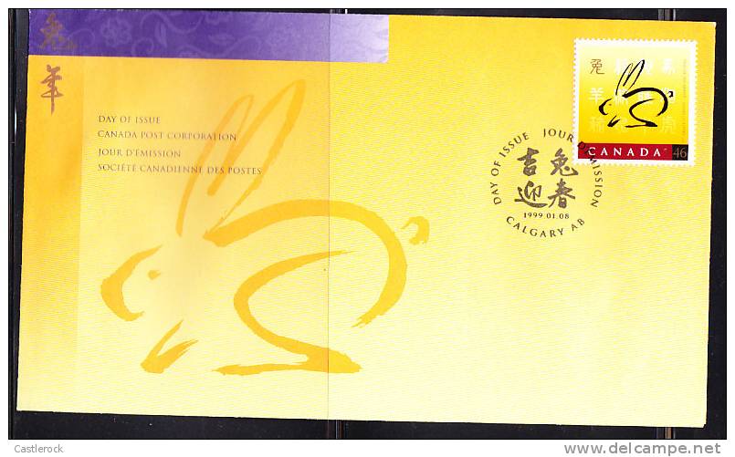 T)CANADA,NEW YEAR 1999(YEAR OF THE RABBIT),FDC - 1991-2000