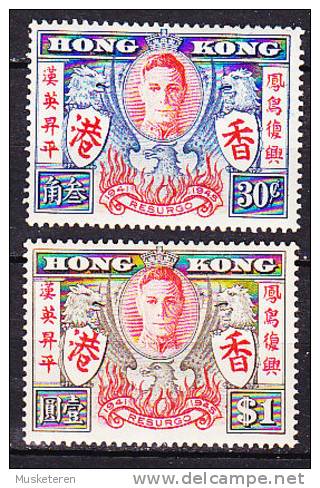 Hong Kong 1946 Mi. 169-70 King George VI. & Victory Issue Complete Set MH* - Ungebraucht