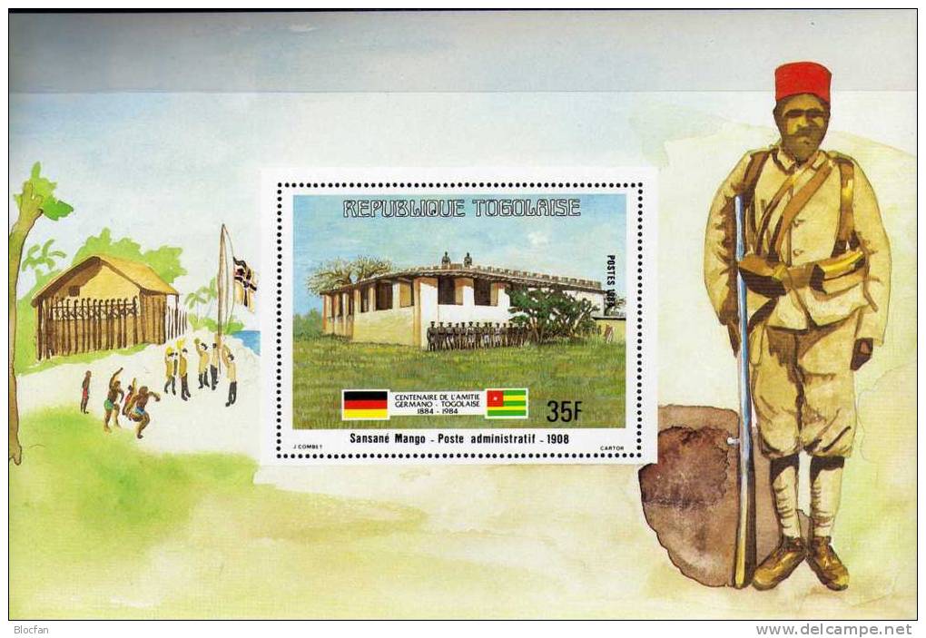 Post Sansane Mango 1984 Togo Block 209 ** 1€ Kooperation Togolaise-Germany Rathaus Bloc History Sheet Bf EUROPA-AFRICA - Togo (1960-...)