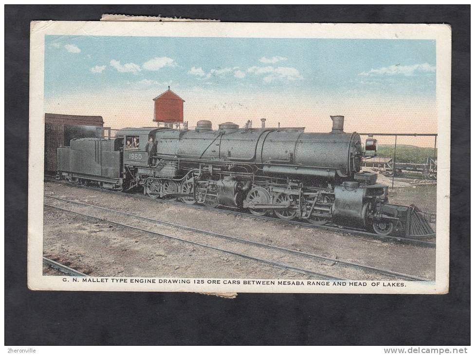 CPA - Beetween MESABA RANGE & HEAD Of LAKES - G.N. Mallet Type Engine Drawing 125 Ore Cars - Autres & Non Classés