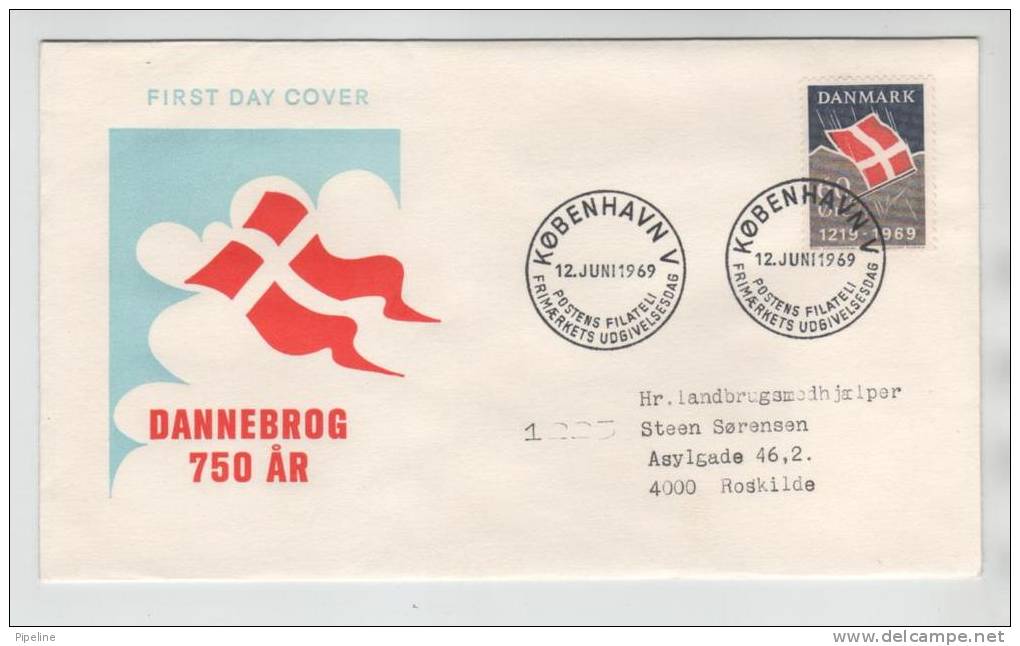 Denmark FDC 12-6-1969 FLAG Dannebrog 750th. Anniversary  With Very Nice Cachet - FDC