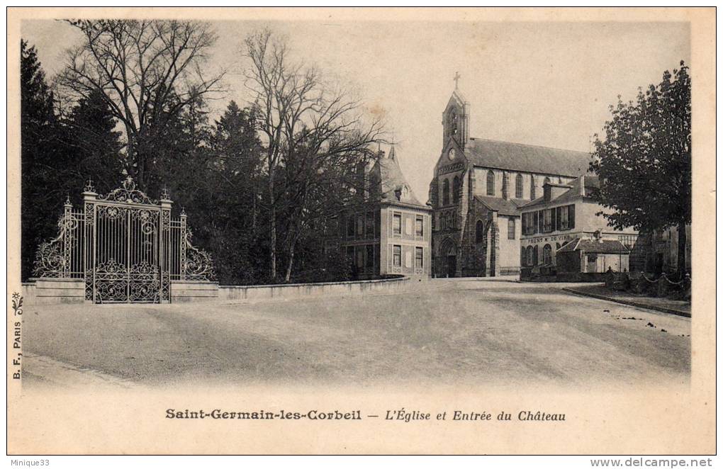 Saint Germain Les Corbeil: L'Eglise Et Entrée Du Château. Cpa En Bon état. - Other & Unclassified