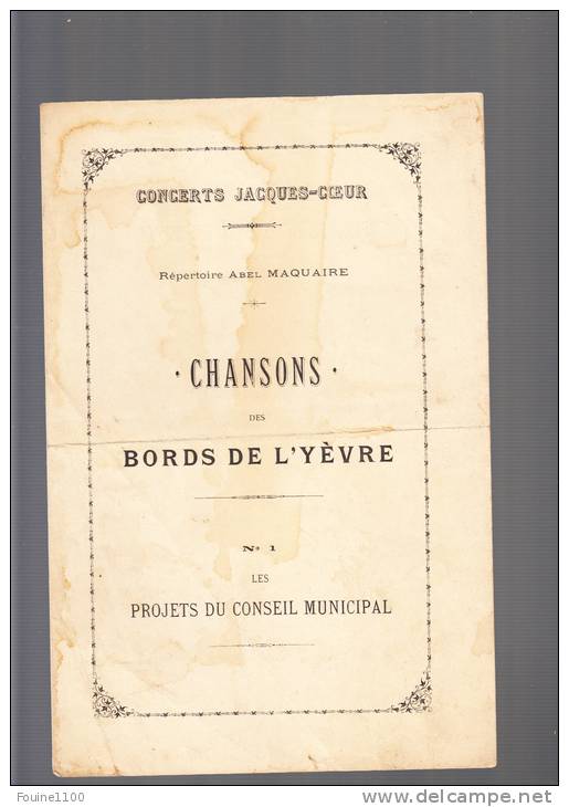 Concerts Jacques Coeur  Chansons Des Bords De L´ Yèvre  Les Projets Du Conseil Municipal  Bourges 18 Cher Abel Maquaire - Partituras