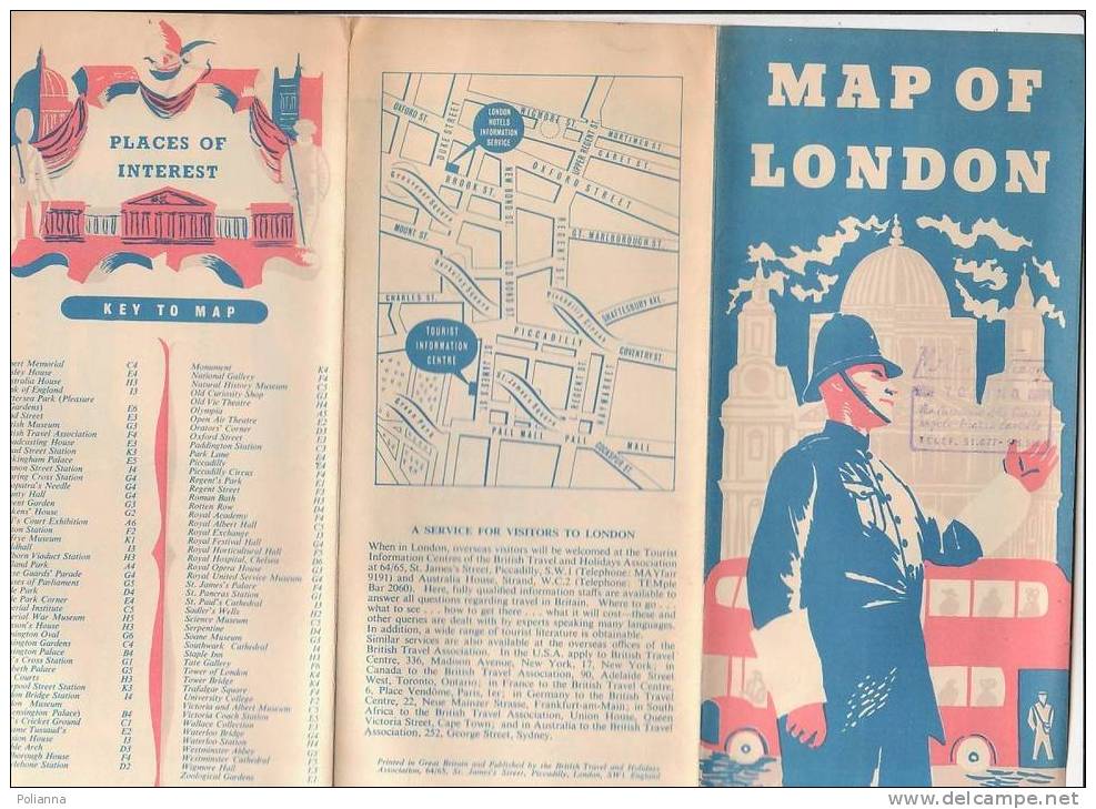 B0702 - Brochure Illustrata MAP LONDON Anni '50 - Topographical Maps