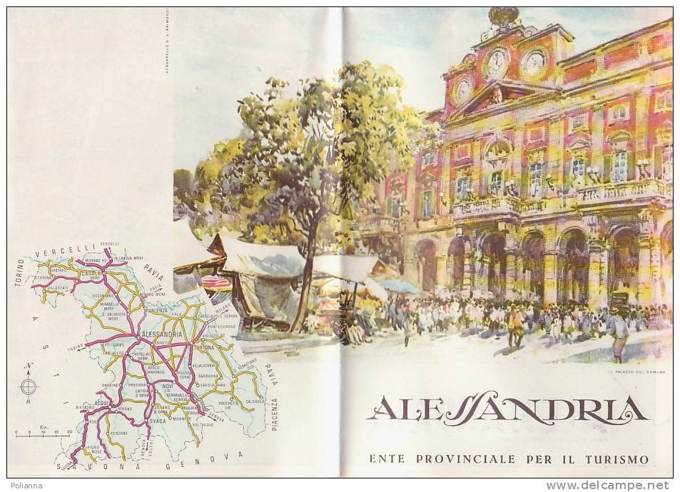 B0717 - PIANTA TURISTICA - ALESSANDRIA  EPT Anni '60/itinerari Turistici/ACQUERELLO Di A.RAIMONDI - Topographical Maps