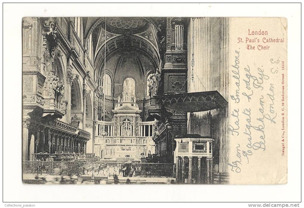 Cp, Angleterre, Londres, St-Paul Cathedral, The Chair, Voyagée 1903 - St. Paul's Cathedral