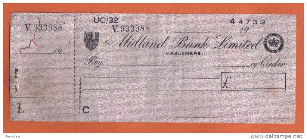 MIDLAND BANK LIMITED  1960 - VERY INTERESTING - - Cheques & Traveler's Cheques