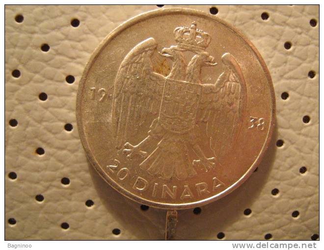 YUGOSLAVIA  20 Dinara 1938 - Yougoslavie