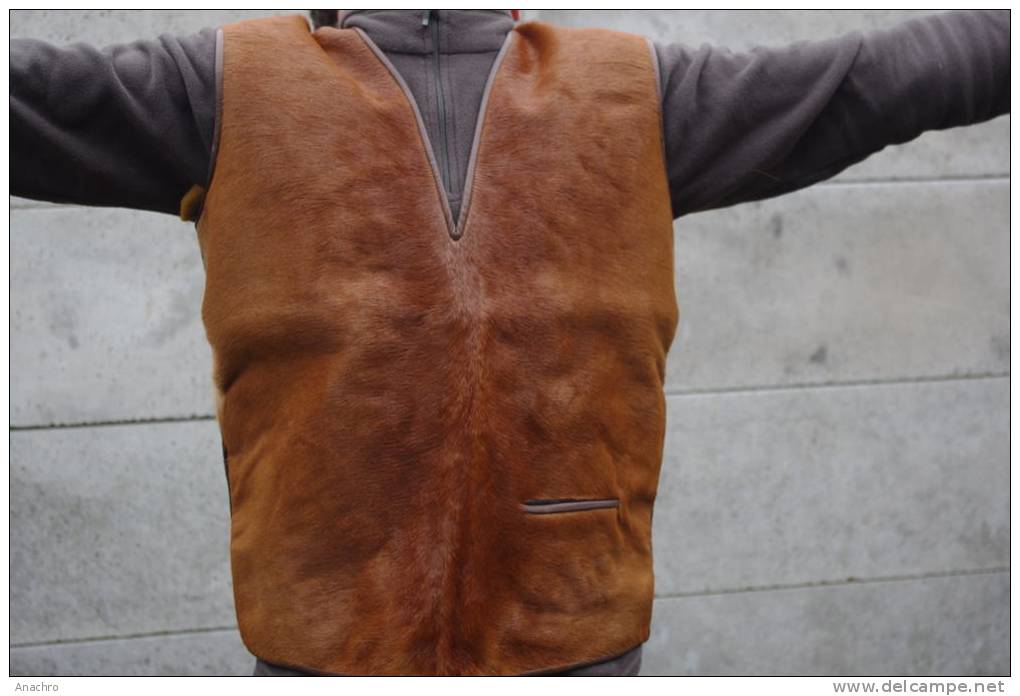 GILET De BERGER VINTAGE PAYSAN Poil Et CUIR PEAU  DE CHAMOIS  Pour TRANSHUMANCE / Origine Régionale - 1940-1970 ...