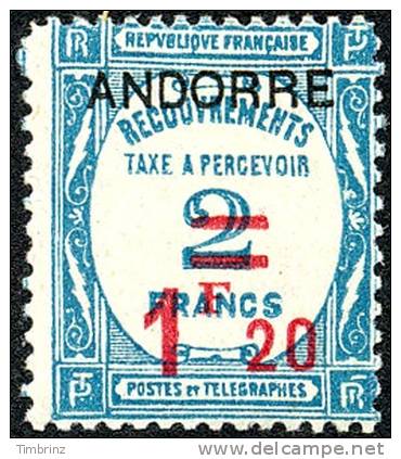 ANDORRE 1931 - Yv. Taxe 13 * TB Variété TPP  Cote= 92,00 EUR - Recouvrements, Taxe à Percevoir, Surch. ..Réf.AND13690 - Ongebruikt