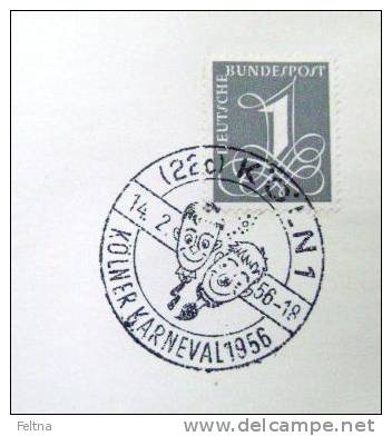 1956 GERMANY DEUTSCHLAND CANCELATION ON CARD KOLN CARNIVAL - Carnival