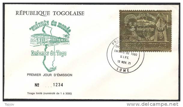 TOGO -  CHILD - MASK - UIPE  - FDC- 1971 - RARE - Fairy Tales, Popular Stories & Legends