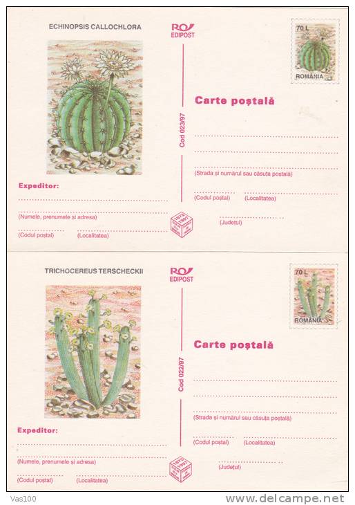 CACTUS, 6X, 1997, CARD STATIONERY, ENTIER POSTAL, UNUSED, ROMANIA - Cactus