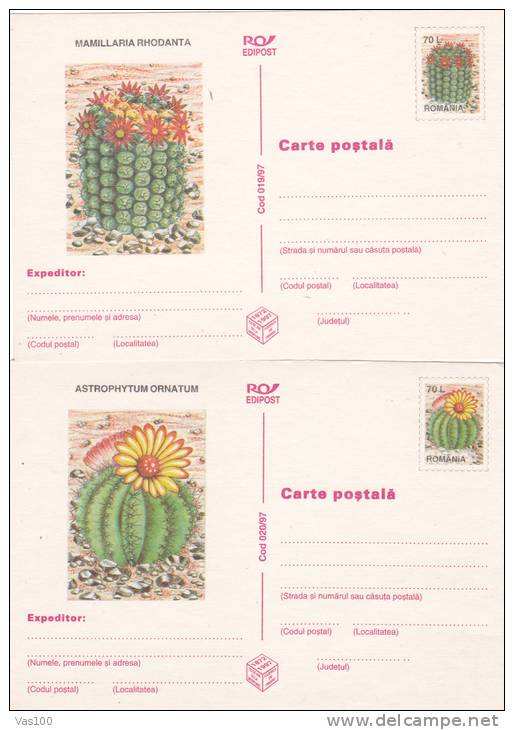 CACTUS, 6X, 1997, CARD STATIONERY, ENTIER POSTAL, UNUSED, ROMANIA - Cactus