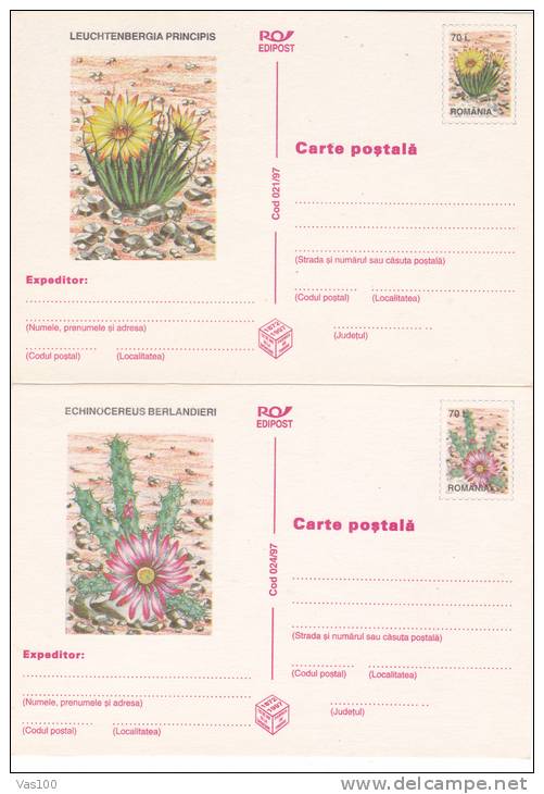 CACTUS, 6X, 1997, CARD STATIONERY, ENTIER POSTAL, UNUSED, ROMANIA - Cactusses