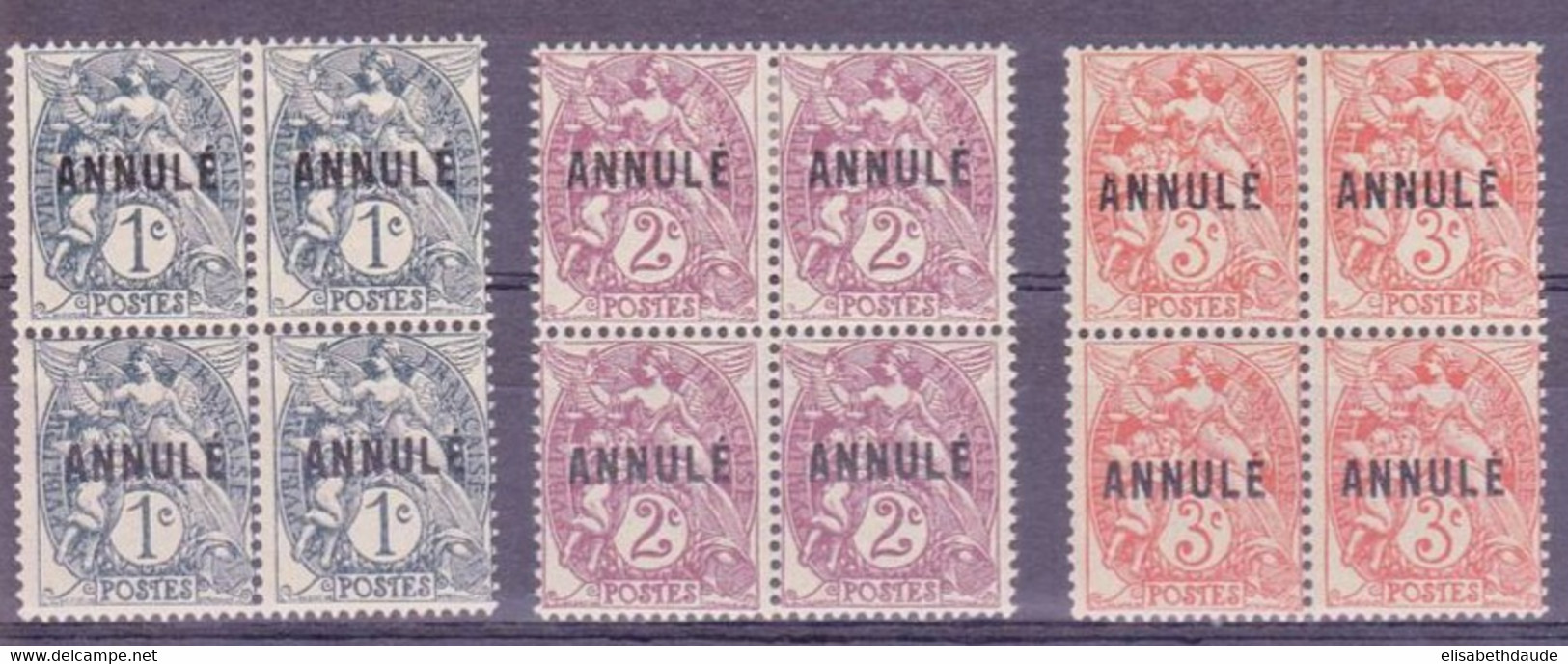 1923 - COURS D'INSTRUCTION - TYPE BLANC - YVERT 107/109 ** / * MNH / MH - TIRAGE 1923 En BLOC De 4 ! - COTE = 250++ EUR - Lehrkurse