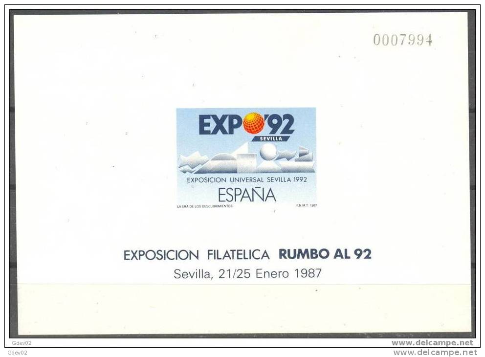 ESPO11-L1763TBH. España Spain Espagne RUMBO AL 92 1987. (Ed PO 11)LUJO - Blocs & Feuillets