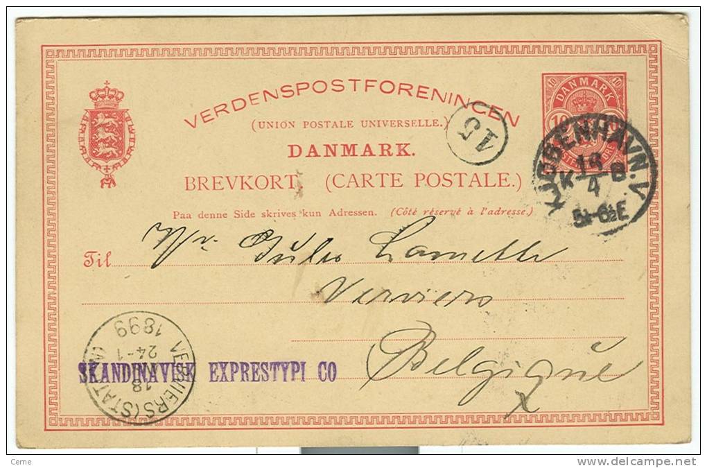 Danmark - Entier Postal De Kjobenhavn Vers Verviers (station) Du 16/04/99 , Voir Scan - Postal Stationery