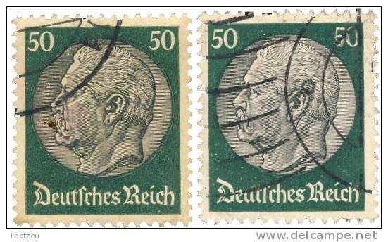 Empire Reich 1933. ~ YT 496 (lot De 2) - 50 P. Maréchal Hindenburg - Usati