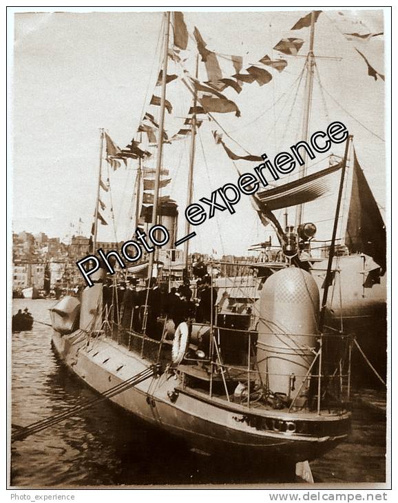 Photo XIX Bateau Guerre Militaire Military Boat 1896 MARSEILLE Bouches Du Rhône 13 PACA - Bateaux